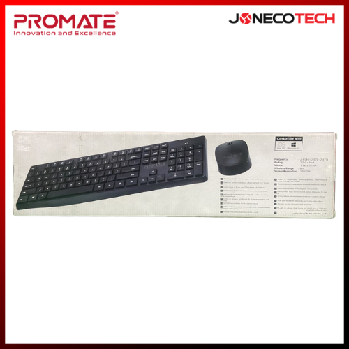 Promate ProCombo-5 Slim Profile Full-Size Wireless Keyboard & Mouse Combo, Black