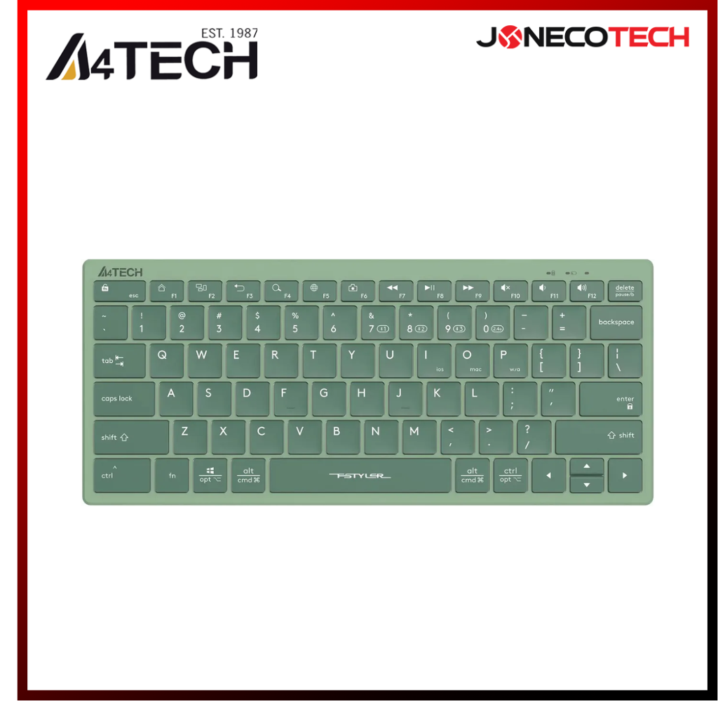 A4Tech Fstyler Bluetooth & 2.4G Wireless Keyboard FBX51C (Matcha Green)