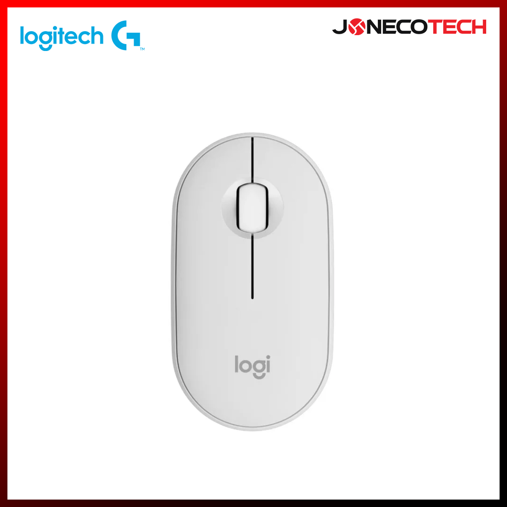 Logitech Pebble Mouse 2 M350S Slim Compact Bluetooth Mouse with Customizable Button | Tonal White