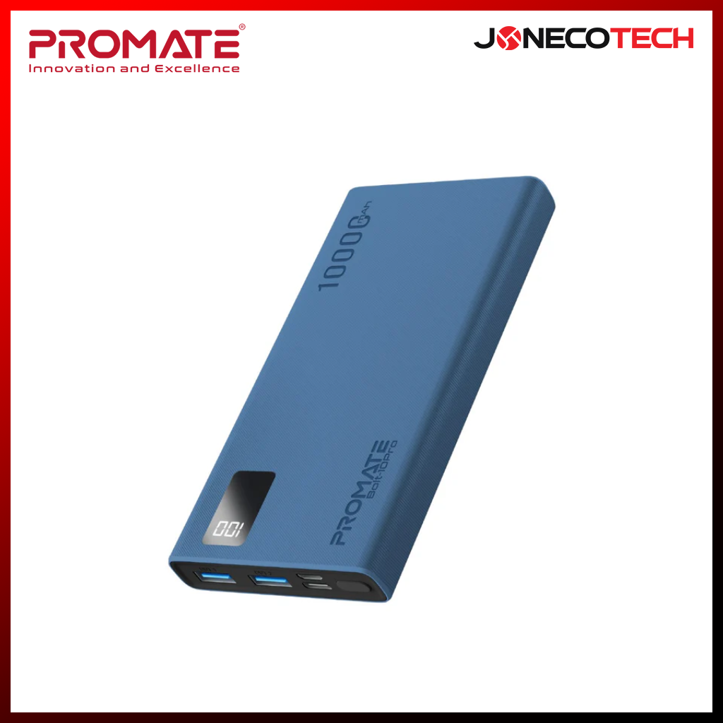 Promate Bolt-10Pro 10000mAh Compact Smart Charging Power Bank