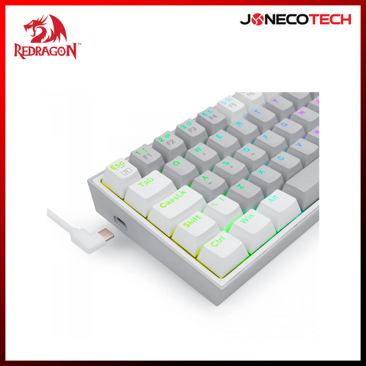 Redragon Fizz RGB Wired Mechanical Gaming Keyboard (Dust Proof Red) (White Gray) (K617-RGB)