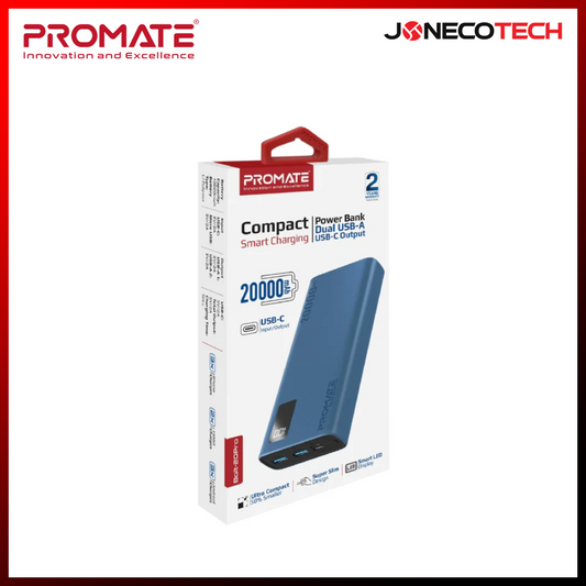 Promate Bolt-20Pro 20000mAh Compact Smart Charging Power Bank