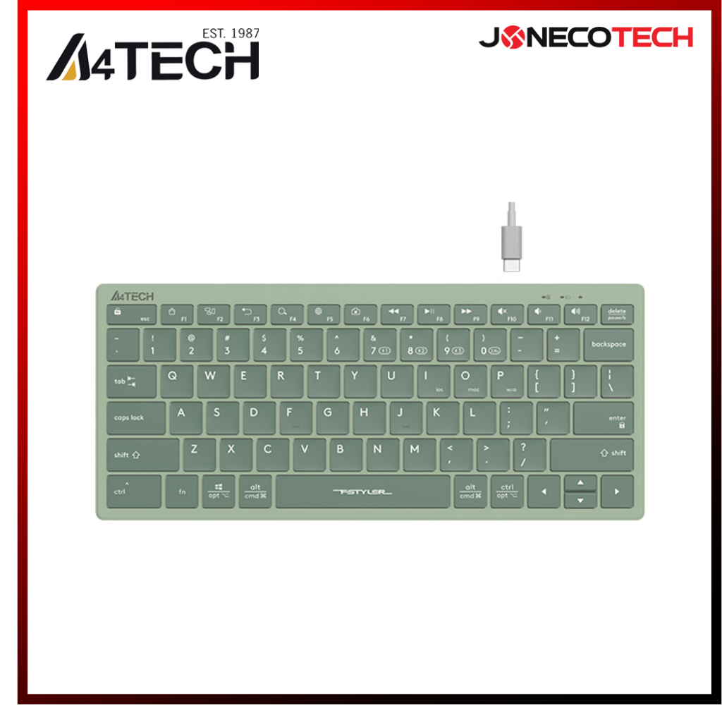 A4Tech Fstyler Bluetooth & 2.4G Wireless Keyboard FBX51C (Matcha Green)