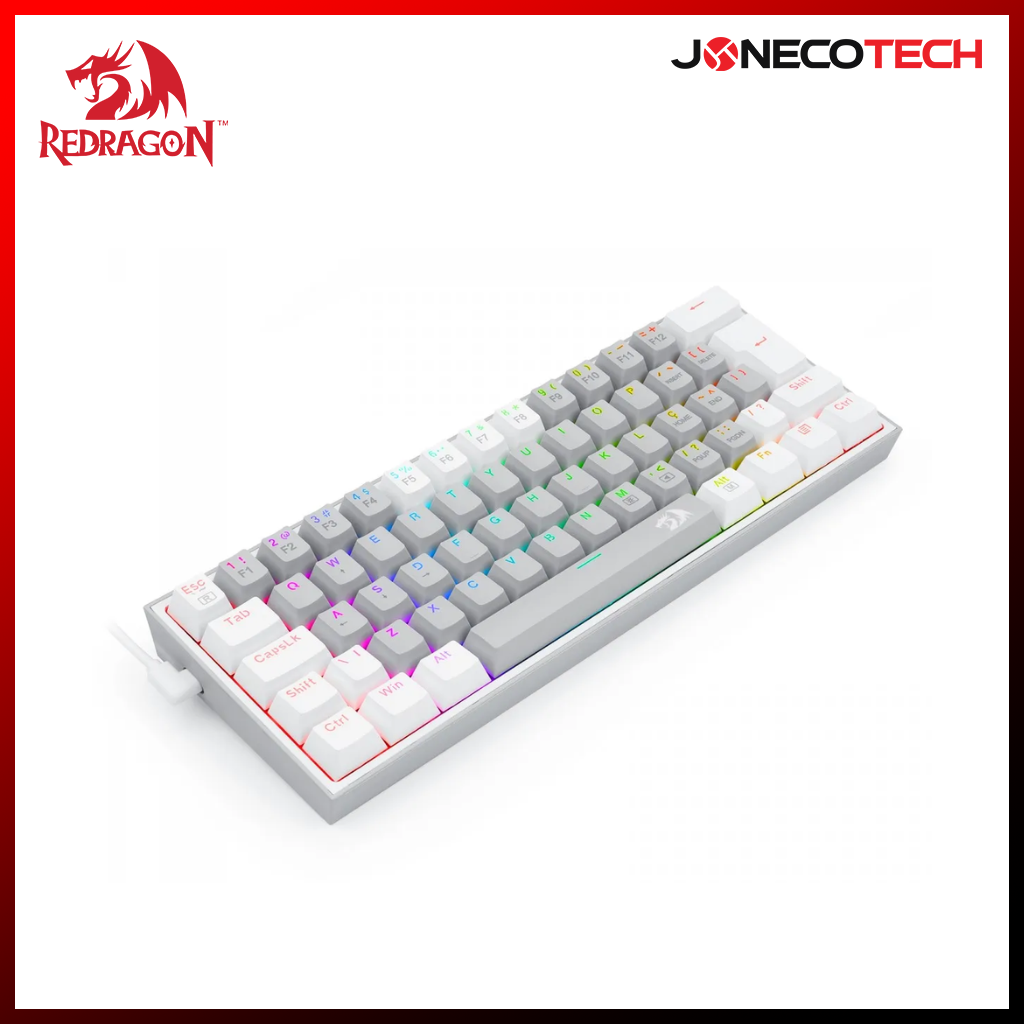 Redragon Fizz RGB Wired Mechanical Gaming Keyboard (Dust Proof Red) (White Gray) (K617-RGB)