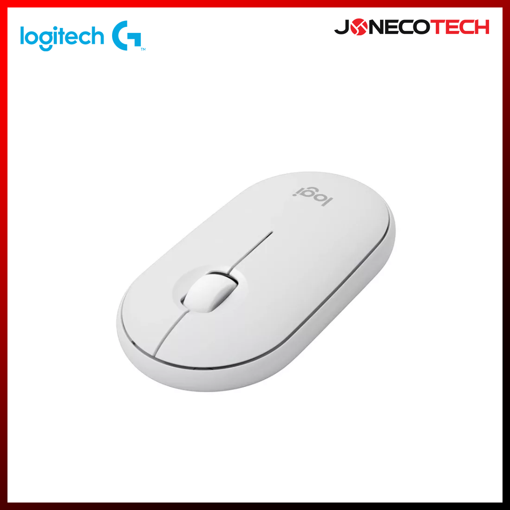 Logitech Pebble Mouse 2 M350S Slim Compact Bluetooth Mouse with Customizable Button | Tonal White