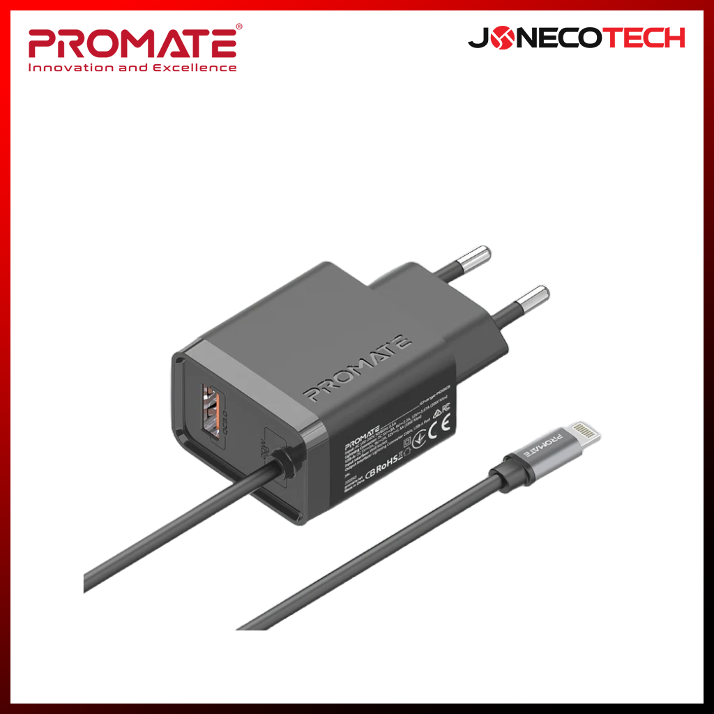 Promate PowerPort-PDQC3 33W Super Speed Wall Charger with Quick Charge 3.0 & USB-C Power Delivery