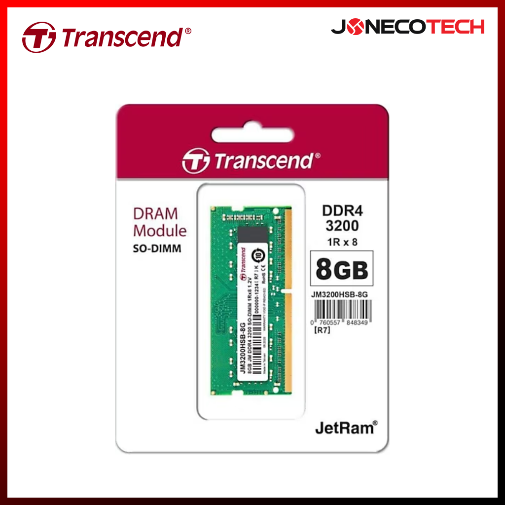 Transcend Jetram 8GB DDR4 3200MHZ CL22 SODIMM (JM3200HSB-8G)