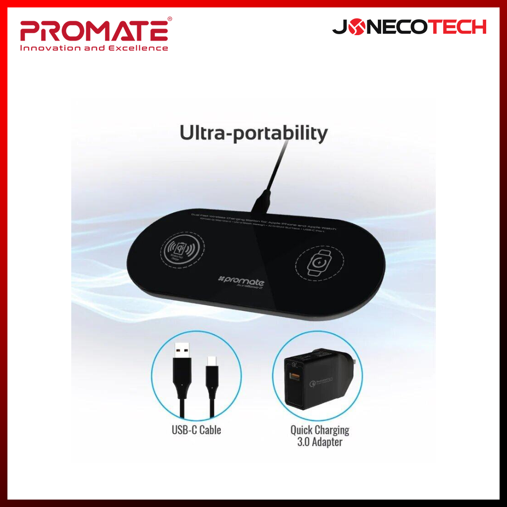 Promate Aurabase-2 Dual Fast Wireless Charging Station