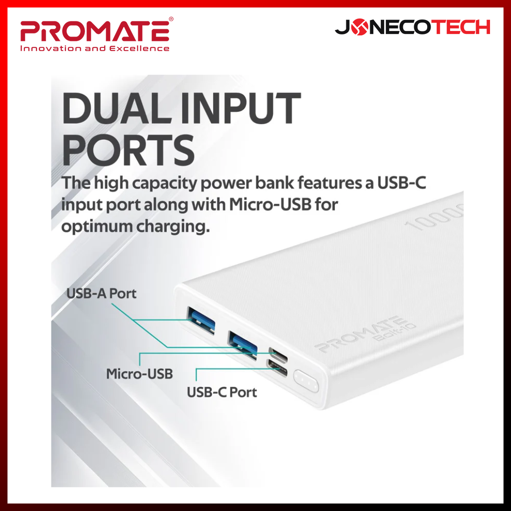 Promate BOLT-10 10000 mAh Powerbank White
