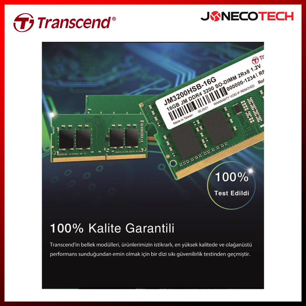 Transcend JetRam 16GB DDR4 3200 MHz SODIMM Laptop Memory Ram