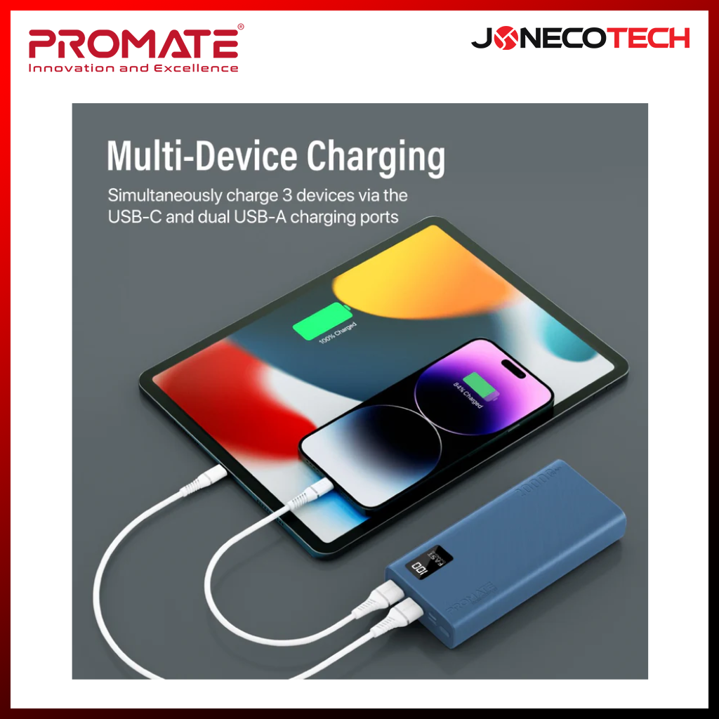 Promate Bolt-20Pro 20000mAh Compact Smart Charging Power Bank