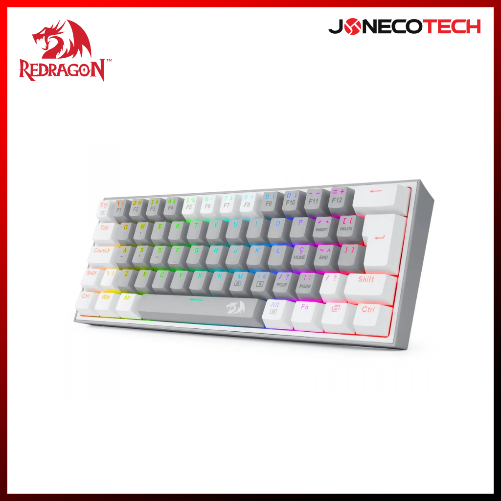 Redragon Fizz RGB Wired Mechanical Gaming Keyboard (Dust Proof Red) (White Gray) (K617-RGB)