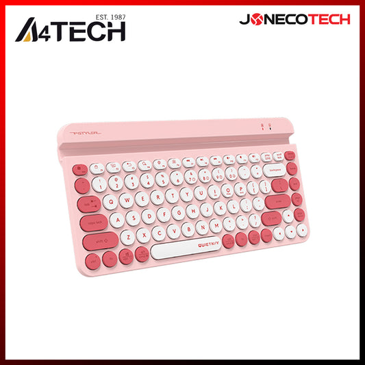 A4Tech FBK-30 Quiet Key Bluetooth 2.4GHz USB Dual Connectivity Mode Multi-Device Wireless Keyboard PINK