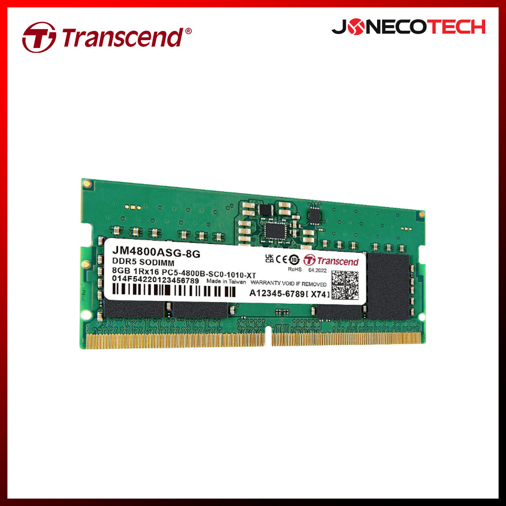 TRANSCEND JM4800ASG-8G 8GB JM DDR5 4800 SO-DIMM 1GX16 CL40