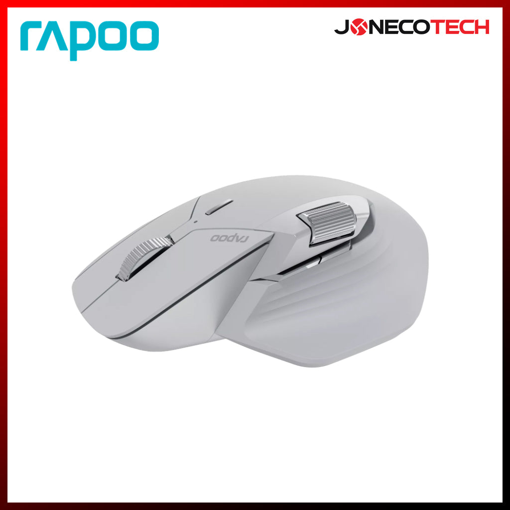 RAPOO MT760L MULTI-MODE WIRELESS ERGONOMIC MOUSE WHITE GREY