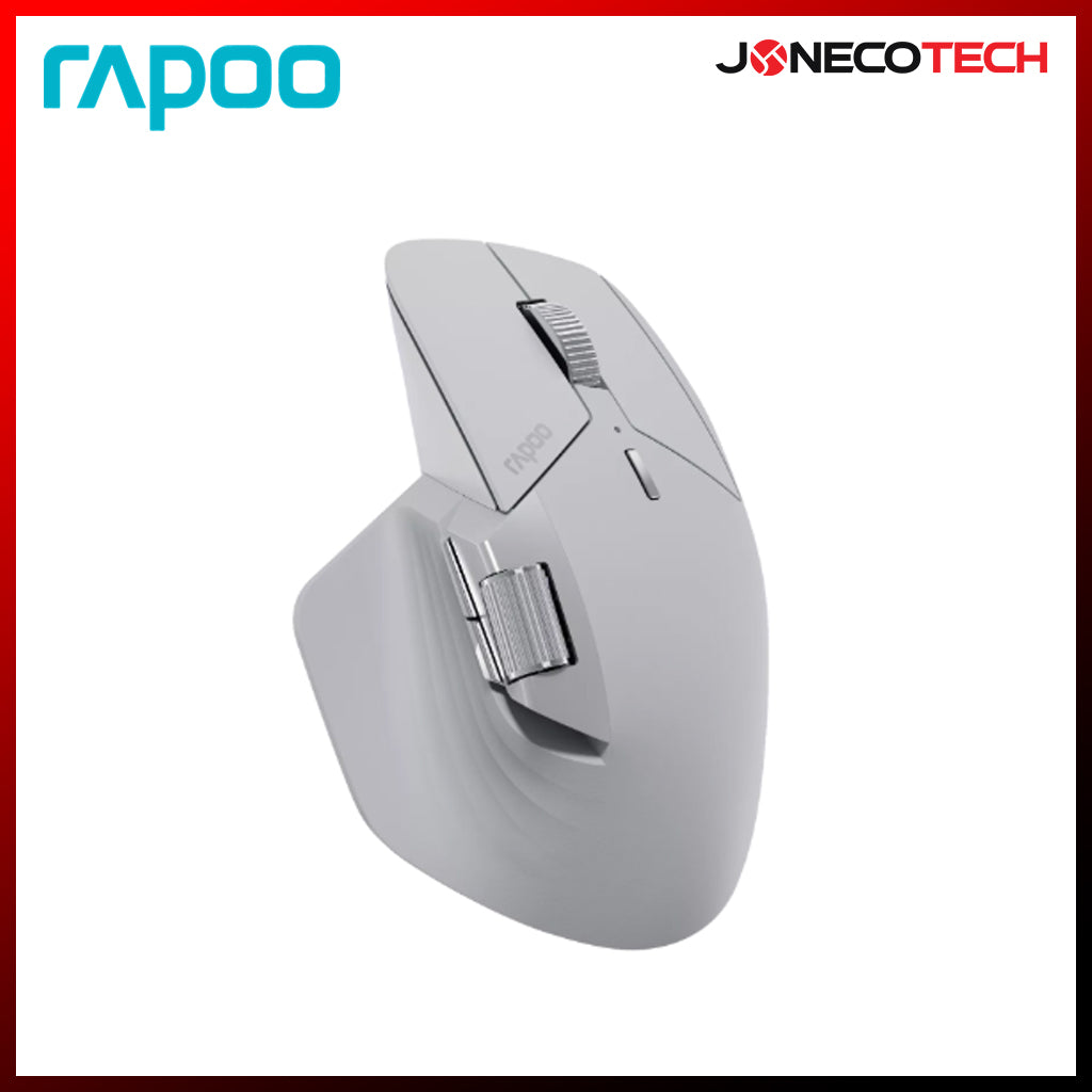 RAPOO MT760L MULTI-MODE WIRELESS ERGONOMIC MOUSE WHITE GREY