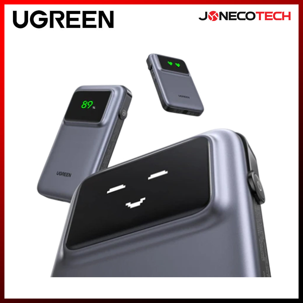Ugreen Uno 10000mAh Quick Charging 30W Power Bank With Build-in USB-C Cable (Grey, Purple) (PB511/35603B, 35604B)