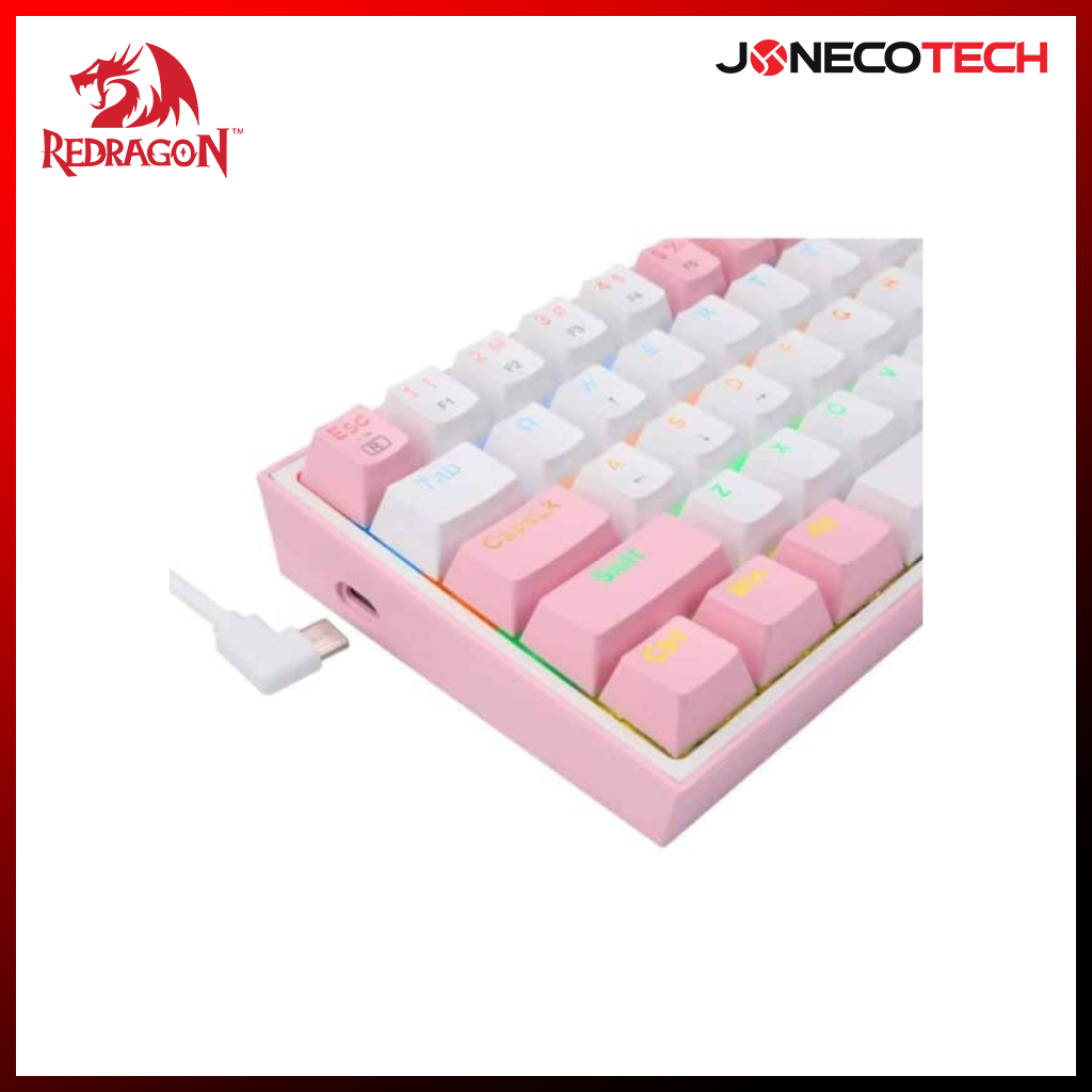 REDRAGON (K617-RGB) FIZZ WHITE-PINK RED SWITCH WIRED GAMING