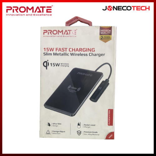 Promate AuraCard-15W 15W Fast Charging Slim Metallic Wireless Charger