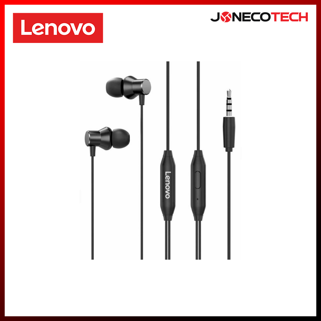 Lenovo HF130 Metal Earbud Headset 3.5mm Plug In Black (PTM7C02396)