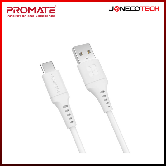 Promate Powerlink-AC120 Ultra-Fast USB-A TO USB-C Soft Silicone Cable