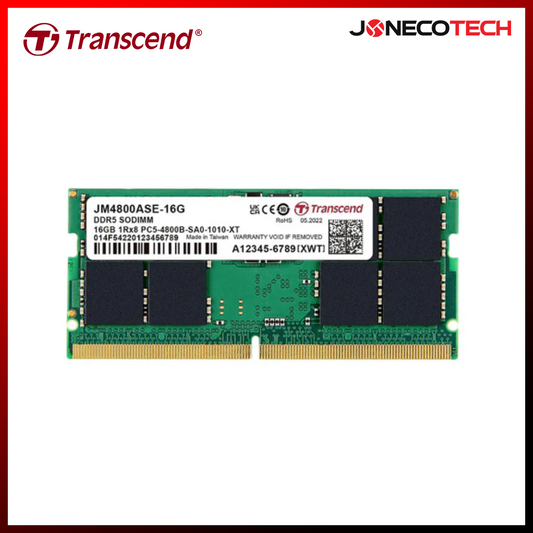 Transcend 16GB JM4800 DDR5 4800 SO-DIMM 1Rx82Gx8 CL40 1.1V (JM4800ASE16G)