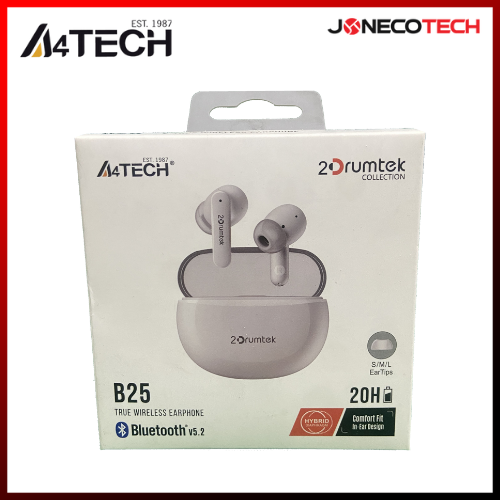A4TECH B25 True Wireless Bluetooth Earphones (Grayish White)