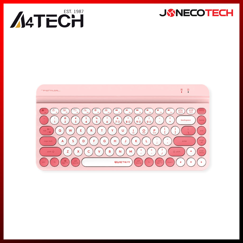 A4Tech FBK-30 Quiet Key Bluetooth 2.4GHz USB Dual Connectivity Mode Multi-Device Wireless Keyboard PINK
