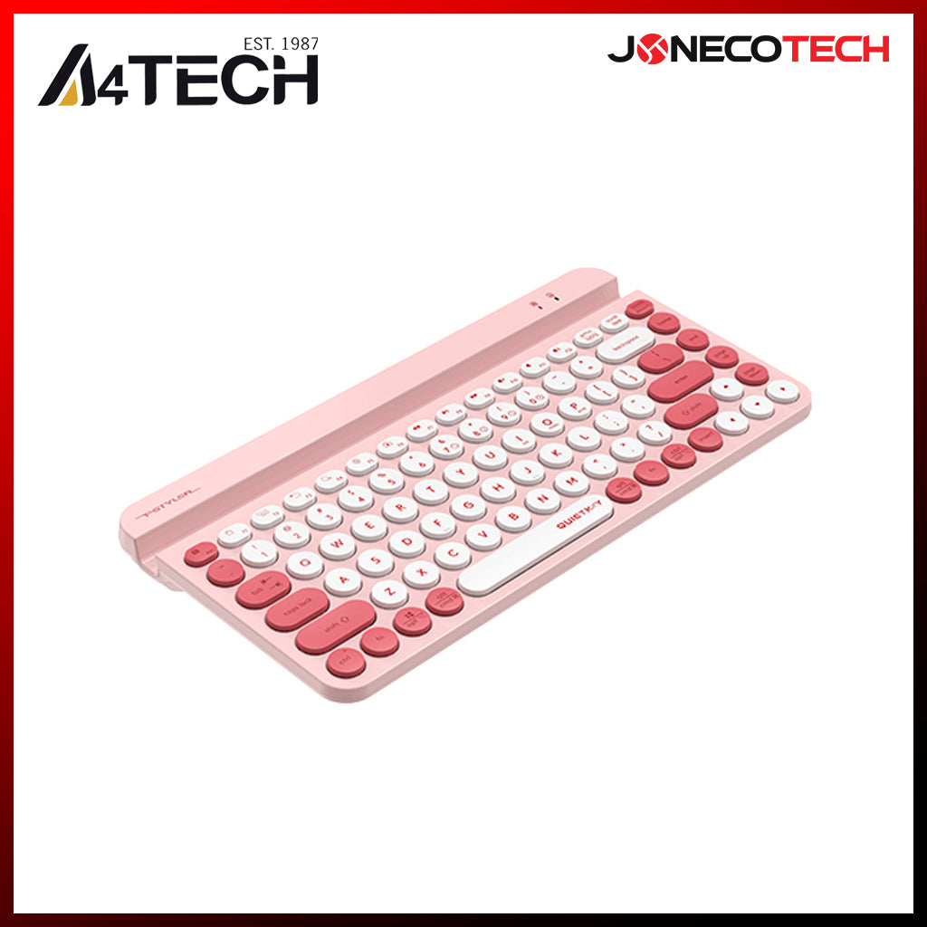A4Tech FBK-30 Quiet Key Bluetooth 2.4GHz USB Dual Connectivity Mode Multi-Device Wireless Keyboard PINK