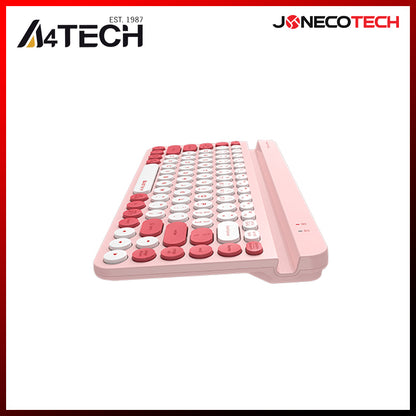 A4Tech FBK-30 Quiet Key Bluetooth 2.4GHz USB Dual Connectivity Mode Multi-Device Wireless Keyboard PINK