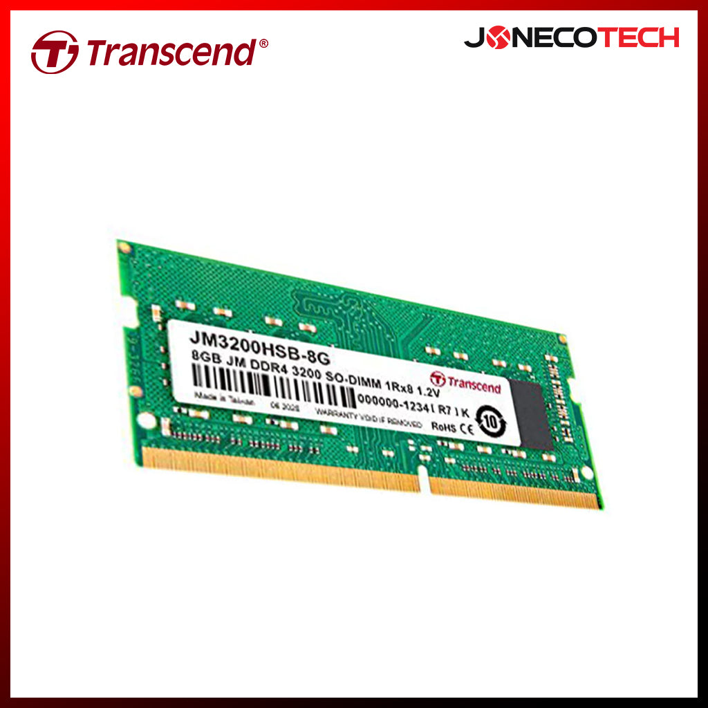 TRANSCEND JM3200HSB-8 8GB JM DDR4 3200MHZ SO-DIMM MEMORY