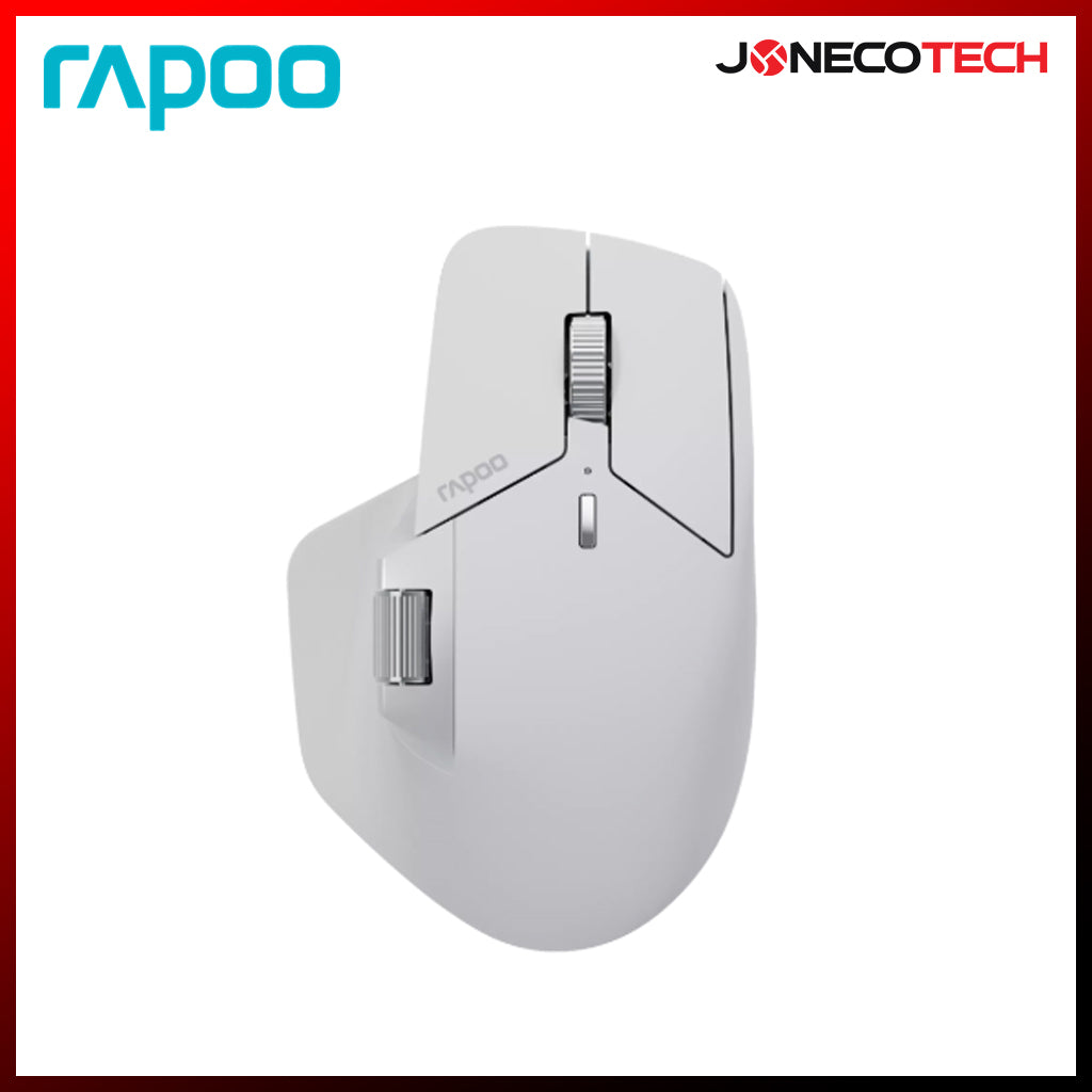 RAPOO MT760L MULTI-MODE WIRELESS ERGONOMIC MOUSE WHITE GREY