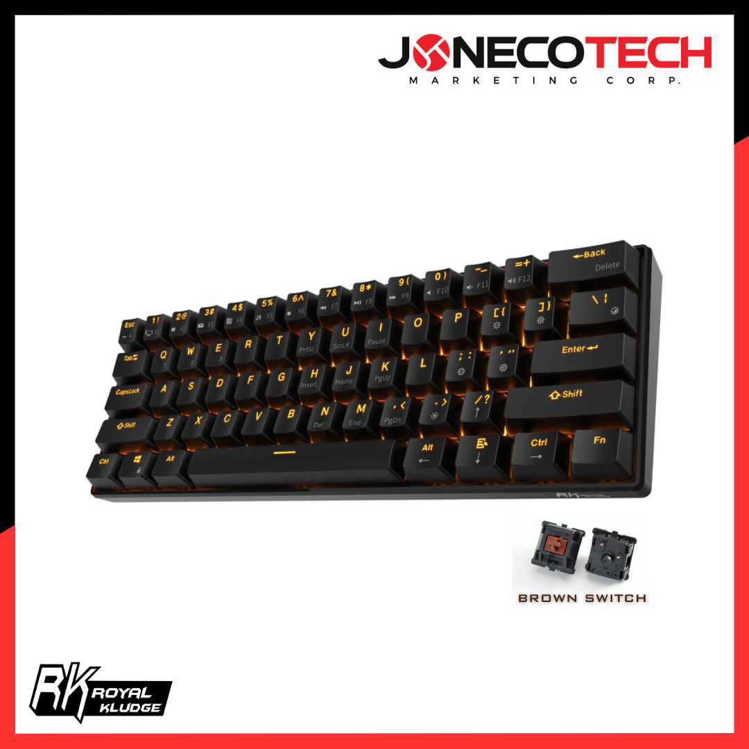 Royal Kludge - RK61 Wireless Swappable Switches Mechanical Gaming Keyboard (RED SWTICH/ BROWN SWITCH)