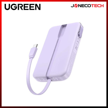 Ugreen Uno 10000mAh Quick Charging 30W Power Bank With Build-in USB-C Cable (Grey, Purple) (PB511/35603B, 35604B)