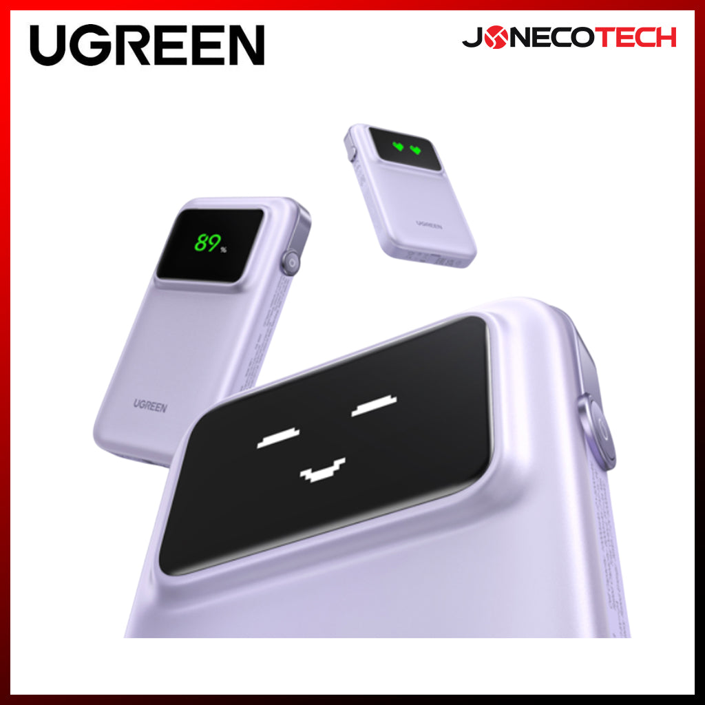 Ugreen Uno 10000mAh Quick Charging 30W Power Bank With Build-in USB-C Cable (Grey, Purple) (PB511/35603B, 35604B)