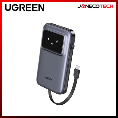 Ugreen Uno 10000mAh Quick Charging 30W Power Bank With Build-in USB-C Cable (Grey, Purple) (PB511/35603B, 35604B)